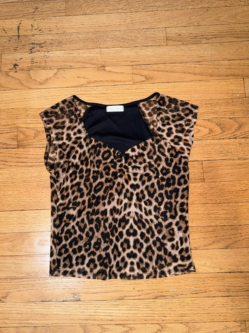 Leopard Print V-Neck Top - Brown Black